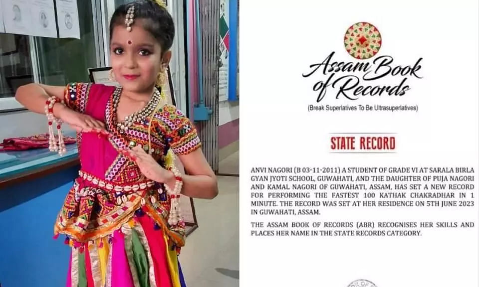Assam: 11-year-old Achieves State Record in Kathak Chakradhar Speed